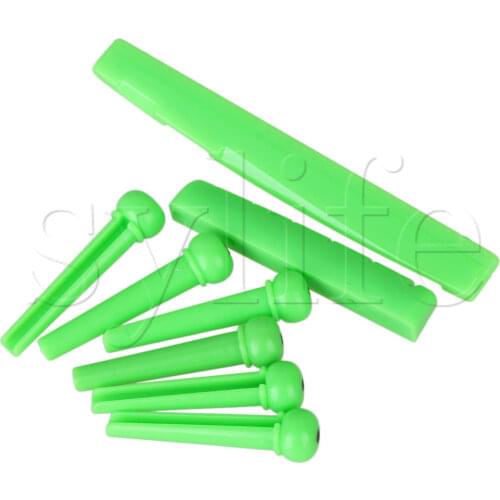 Green Folk Guitar Saddle Plastic Bridge Pins Instruments Nut Set Pack of 8