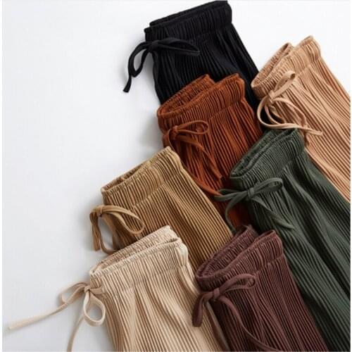 2019 new wide leg pants Korean version of the wild nine pants loose wide leg pants female summer sense high waist pants womens
