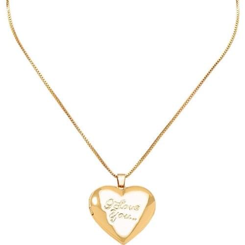 Ins Gold Chain Heart I love You Letters Flower Choker Pendant Locket Necklaces Trendy Korean Fashion Women Party Jewelry