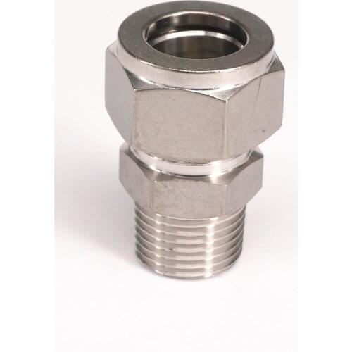 1/2" NPT Male -Fit Tube OD 18mm 304 Stainless Steel Sleeve Ferrule Pneumatic Connector Fitting