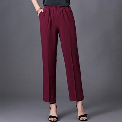 10 Colors Summer Women Pencil Pants High Waist Casual Stretch Straight Pants Female Plus Size 5XL Black Ankle-length Trousers