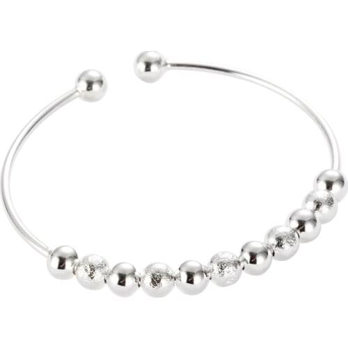 10pcs/Lot Stainless Steel Beads Bracelet & Bangle Cuff Bangles Fashion Women Jewelry 56mm Wholesale