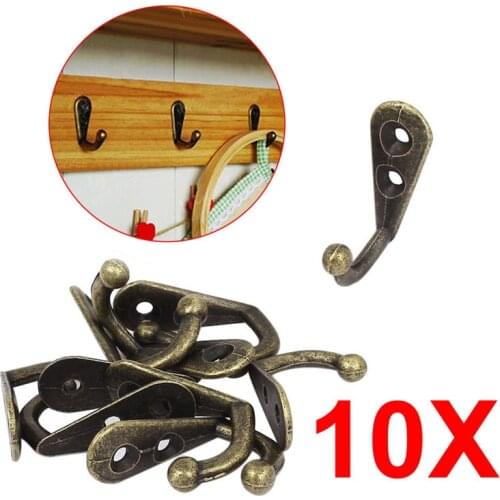 10pcs Single Hook Hangers Bronze Vintage Style Wall Mounted Storage Organizer Wall Hooks For Key Holder Coat Hanging Cocina