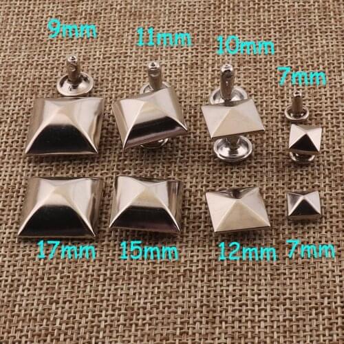 50 sets Double Cap Rivets 17mm/15mm/12mm/7mm Silver Square Double Cap Studs Leather Craft Rivet Fastener Snaps Prong Studs