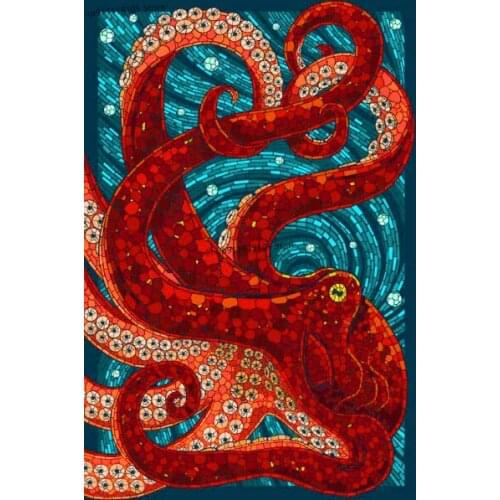 5D DIY Diamond Painting Octopus Square/Round Diamond Embroidery Needlework Kit Animal Cross Stitch Mosaic Home Decoration