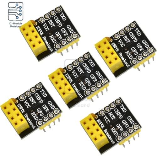 5Pcs 3.3V ESP8266 ESP-01 ESP-01S WiFi Wireless Module Serial Breadboard UART Adapter 4 PIN To Transceiver Breakout Board ESP01S