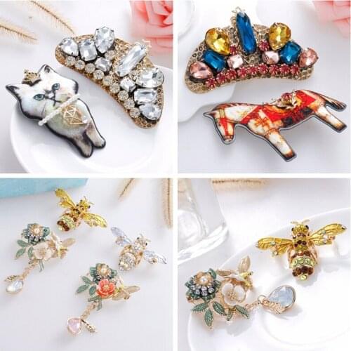 Promotions Brooches 2.29 Fashion Crystal Stone Crown & Animal Brooch Pin Set Women Accessories Jewelry Top-Selling Br771-02