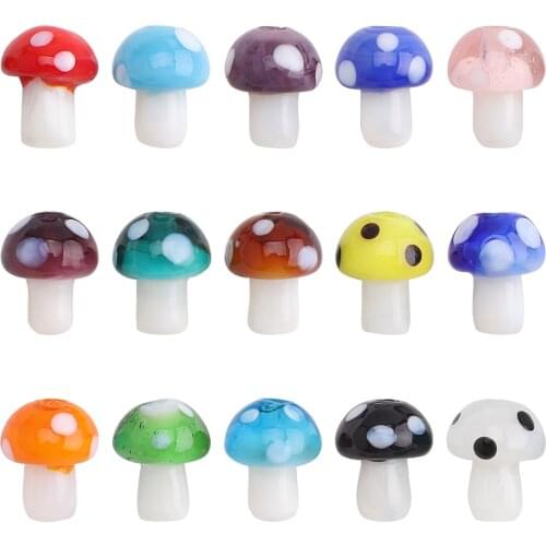 10x13/12x16/15x20mm Lampwork Glass Spacer Beads Mushroom Shape Yellow Crystal Pendants Handmade Making Charms Earing Accessroeis