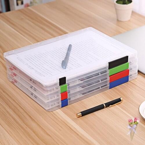 Hot A4 Papers Office Files Document Contract Transparent Storage Box Clear Plastic Paper Filling Case Buckled