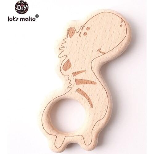 Lets make Saft Beech Wooden Teether Toys Tiny Rod Printing Zebra Teething Natural Wood Mom Necklace Accessories Baby Teethers