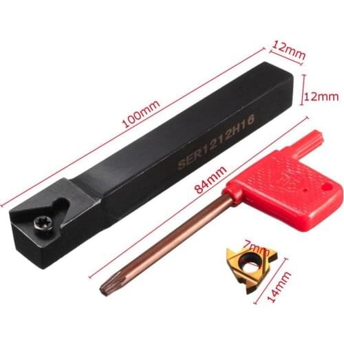 CNC Metal Turning Tool Holder 100mm +16ER Carbide Inserts Blade+T15 Wrench Kit