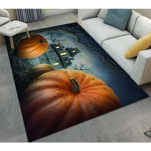 Childrens Room Floor Area Rugs Bedroom Carpets Living Room Cushion Bathroom Non-Slip Mat Halloween Pumpkins And Haunted House