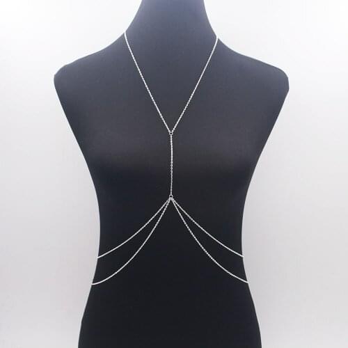Hot Selling Fashion Simple Cross Belly Double Layer Chain Body Necklace Female Body Chain Jewelry
