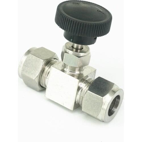 Fit Tube O/D 1/4" 304 Stainless Steel Shut Off Valve Straight Flow Control Needle Valve Compression Fitting 6.4 Mpa