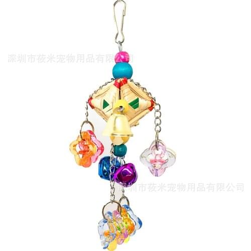 Parrot toy bird toy pure natural straw knitting gnawing toy acrylic bell string gnawing crisp and pleasant