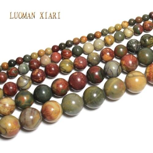 Fine AAA 100% Natural Picasso Stone Round Natural Stone Beads For Jewelry Making DIY Bracelet 4/6/8/10/12 mm Strand 15