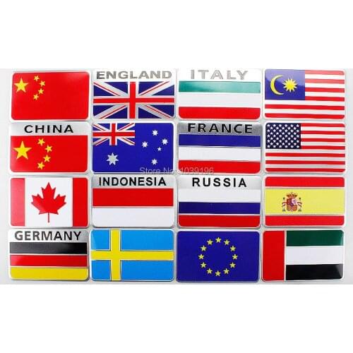 Cool Fashion Car Styling National Flag 3D Metal Chrome Aluminium Alloy Emblem Badge Sticker Decal Auto Accessory For Countries