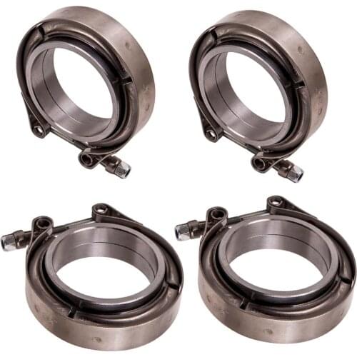 4 X 2.5" V-Band Flange & Clamp Kit for Turbo Exhaust Downpipes Stainless Steel
