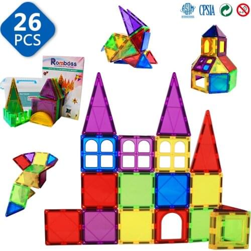 Romboss Magnetic Building Blocks Construction Games Magnet Designer Educational Toys Magnetic Tiles For Kids Gift