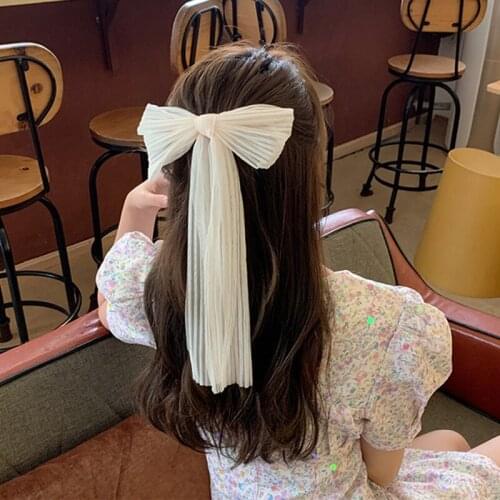 MISANANRYNE Women Hair Accessory Large Bow Hairpin Chiffon Mesh Big Bowknot Chiffon Ribbon Hairband Hair Clip Girls Spring Clip