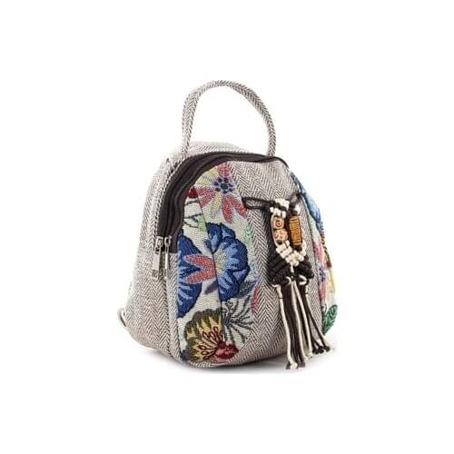 Fashion National string appliques women Mini shopping backpacks!Nice Floral prints lady Casual backrack Hot Multi-use backruck
