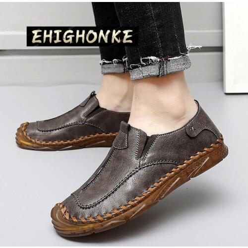 Mens classic casual moccasin sneakers plus size mens fashion leather comfortable loafers casual shoes comfortable non-slip y64