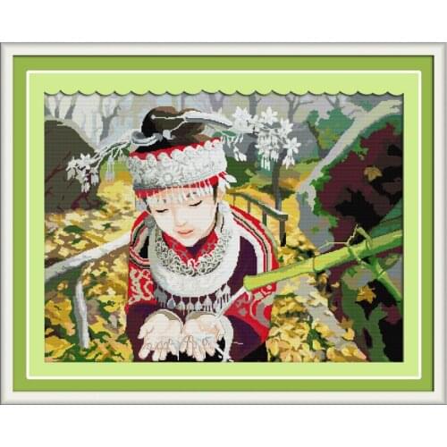 Listen to the Spring People Set Cross stitch kits Counted 11CT Print Embroidery DIY Handmade Needlework Home Decor Ricamo