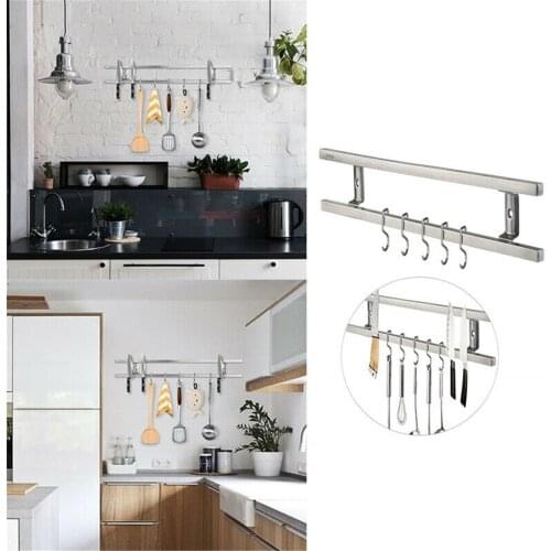 Wall Mounted Slicer Holder Double Bar Kitchen Storage Rack Shelf for Spatula Scrapper Utensils Gadget