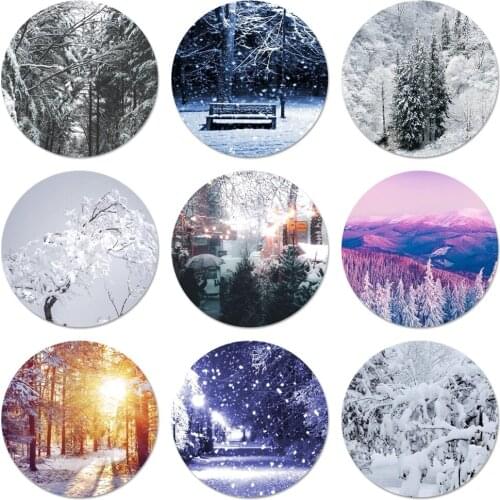New Arrival 58mm Landscape Winter Light Snow Badge Brooch Pin Accessories For Clothes Backpack Decoration gift