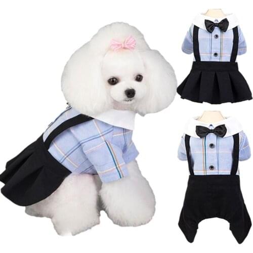 Dog Clothes for Small Dogs Cute Dog Dress Shirt Pet Couple Suit Spring Summer Dog Jumpsuit Chihuahua Bichon Puppy Ropa Perro
