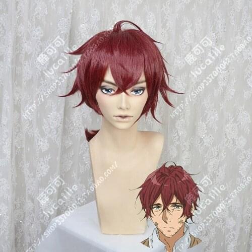 Anime Violet Evergarden Claudia Hodgins Cosplay Wig Short Dark Red Heat Resistant Synthetic Hair Wigs + Wig Cap