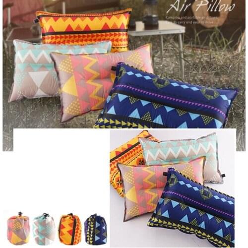 Portable Outdoor Automatic Inflatable Pillow Ethnic Print Design Comfortable Camping Bedding for Travel Outdoor Camping