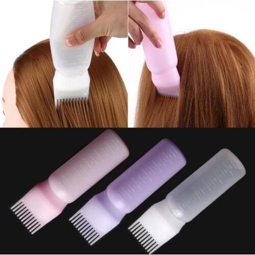 120ml Plastic Hair Dye Refillable Bottle Applicator Comb Dispensing Brush Empty Shampoo Bottle Salon Hairdressing Styling Tool