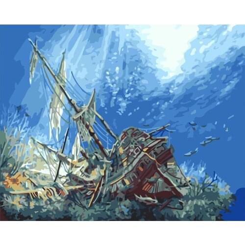 Paint By Numbers Sailboat Landscape Kits Drawing Canvas HandPainted Gift DIY Oil Painting Pictures Scenery Home Decor