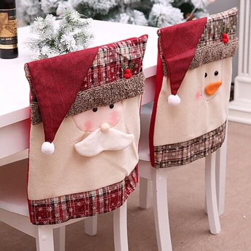 Christmas Chairies Cover Santa Claus Kitchen Table Chair Covers Christmas Party Holiday Home Decoration Chair Cover