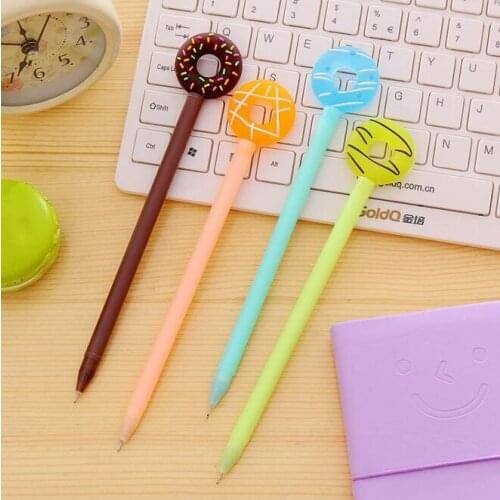 36pcs/lot Creative Cute 3D Doughnut Design Black Ink Gel Pen Writing Office School Supplies Stationery 0.38mm Free Shipping