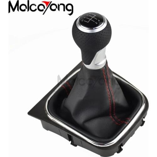 Red Silver Ring 5 Speed Manual Gear Shift Knob For V-W Volkswagen Golf 5/6 MK 5/6 Scirocco(2009) Octavia Lever Stick Pen