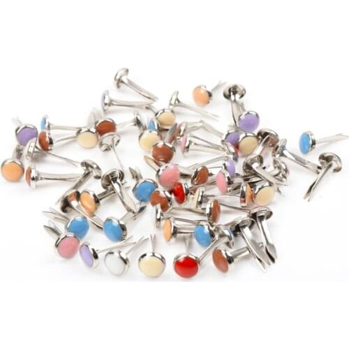 Cute Enamel Drip 14x8mm 50pcs Round Metal Brad Studs Spikes Scrapbooking Embellishment Fastener Brads Crafts Pushpin Decoration
