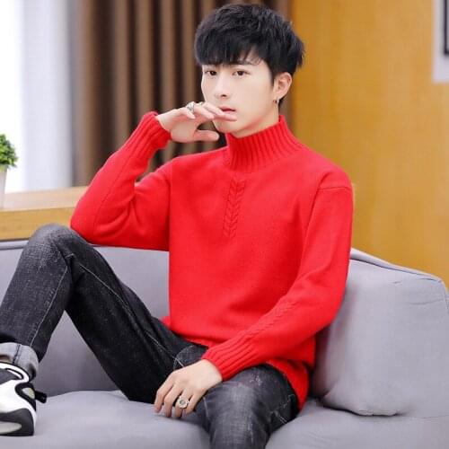Sweater Men Fashion Casual Sweaters Pullover Men Solid White Grey Black Purple Turtleneck Sweater Pullovers Thick Cotton Sweater