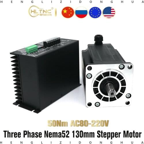 3Phase NEMA52 130mm 50N.m AC Stepper Motor CNC Stepper Motor 130BYGH350D-01 1.2Degree 6.9A+ Drive kits With Driver 3M2280-10A