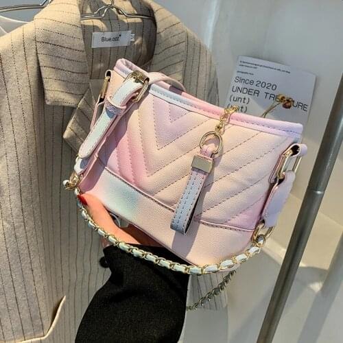 V-line Crossbody Bag For Women 2021 Summer New High-quality PU Leather Womens Designer Handbag Gradient Shoulder Messenger Bag