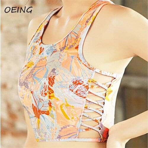 Push Up Print Women Fitness Yoga Bras Seamless Jogging Underwear Paded Gym Tops