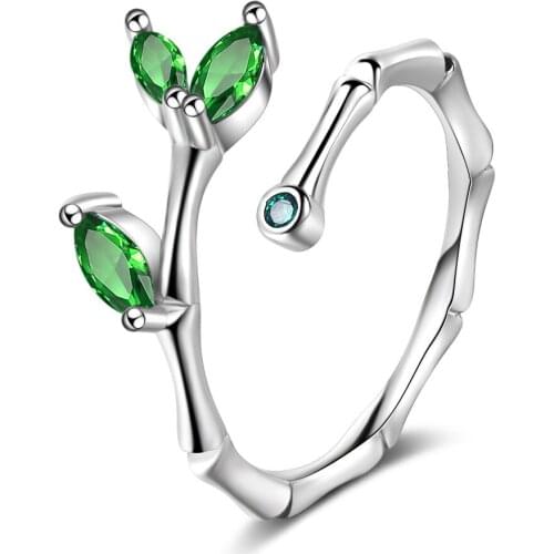 2020 New Luxury Green Stone Crystal Rings For Women 925 Sterling Silver Wedding Engagement Fashion Jewelry bague femme