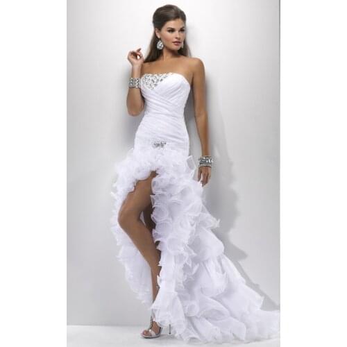 Vestido De Novia 2018 New Design custom Sexy Short Front Long Back White bridal Gown Elegant Ruffles Chiffon bridesmaid dresses