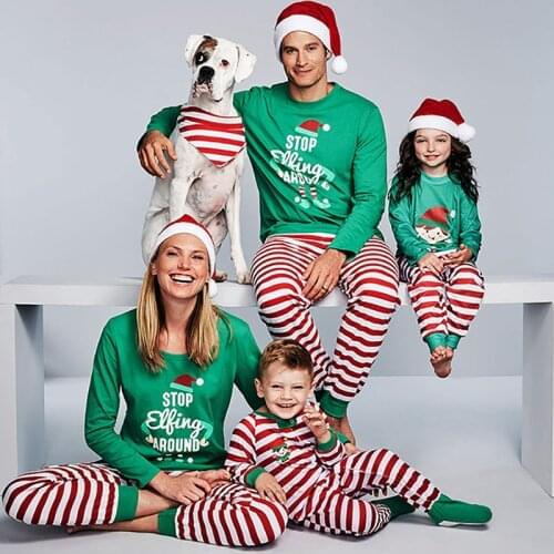 Winter Christmas Pajamas Family Matching Clothes Set Green Adult Kids Baby Girl Boy Mommy and me Clothing Family Fashion Outfits