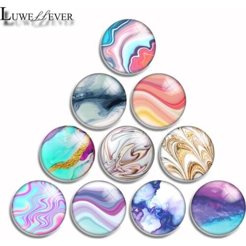 12mm 10mm 16mm 20mm 25mm 30mm 539 Paint Pattern Mix Round Glass Cabochon Jewelry Finding 18mm Snap Button Charm Bracelet