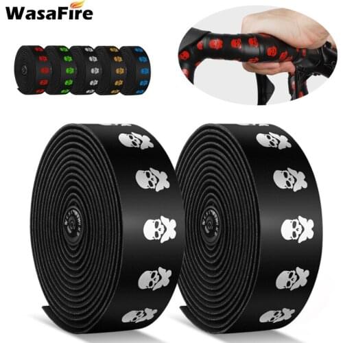 2PCS Anti-slip Bike Handlebar Tape Skull Soft Road Bicycle Handle Bar Tapes Steering Wheel Cover Handle Belt Cycling Accessories