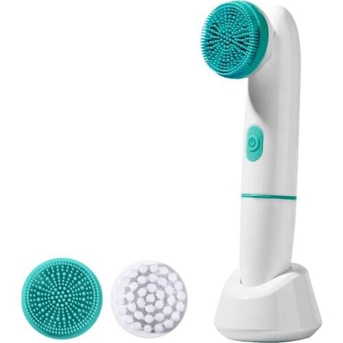 2 In 1 Electric Silicone Facial Brush Waterproof Facial Cleanser Deep Cleansing Skin Exfoliating Blackhead Facial Massager