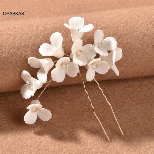 3D White Flower Hairpin U Shaped Hair Pins Clips Cute Vintage Headdress Hanfu Clothing Accessories PT