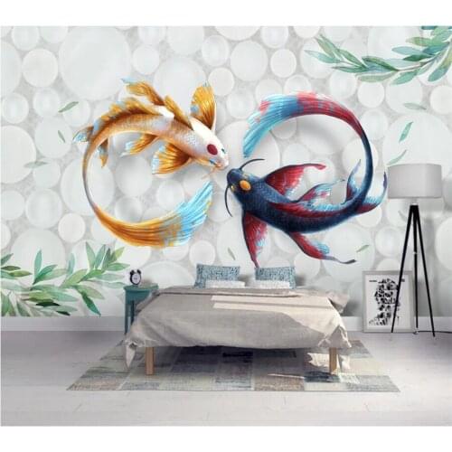 Beibehang Custom wallpaper 3d new Chinese hand-painted modern fashion watercolor koi fish mural living room background wallpaper